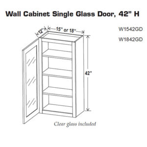 Wall Cabinet Single Glass Door, 42 in. H