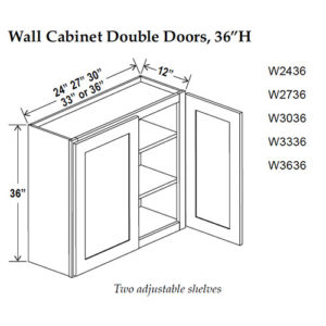 Wall Cabinet Double Doors, 36 in.H